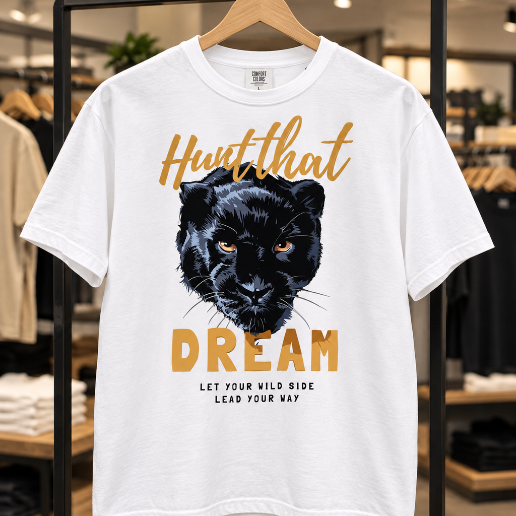Hunt That Dream Panther Tee — Motivational Comfort Colors T-Shirt