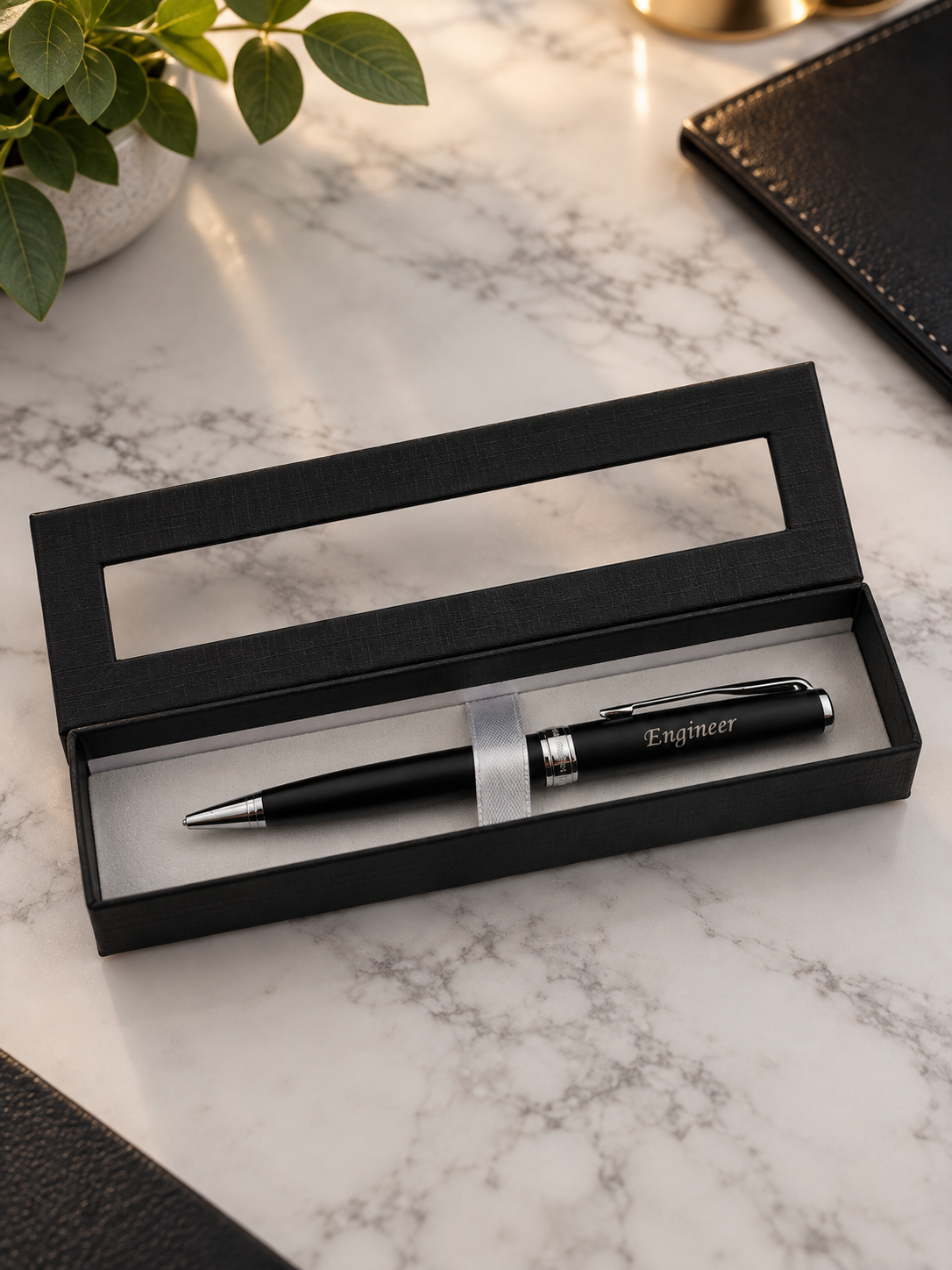 Engraved Pen Gift for Engineer – Personalized Black Pen in Gift Box