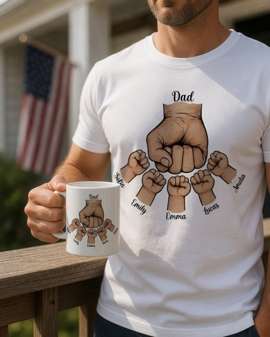 Custom Dad Fist Bump Mug with Kids Names | Personalized | BeVisible