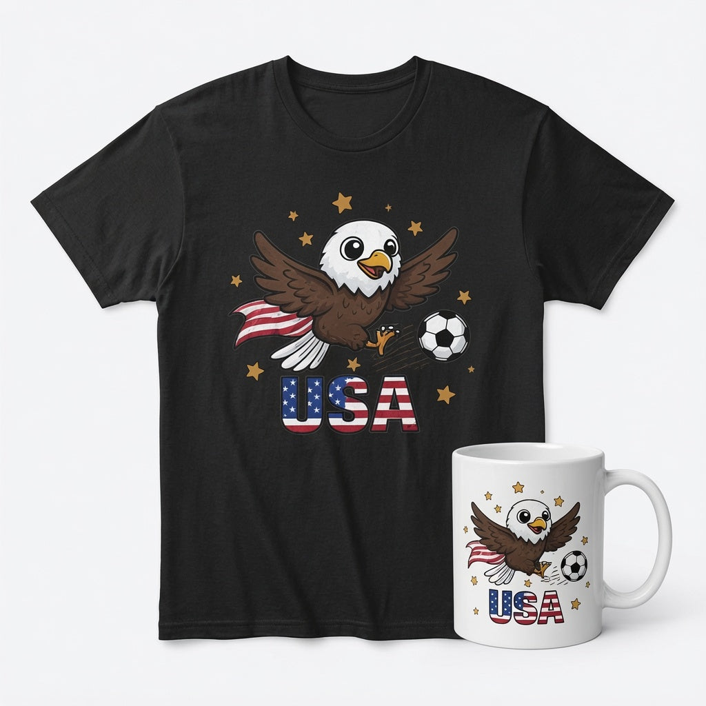 USA Cute Eagle Soccer Gift Set | Shirt + Cap + Mug