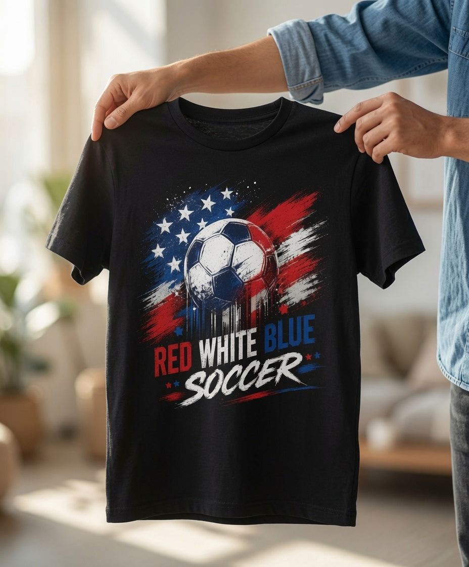 Red White Blue Soccer Shirt | USA Patriotic Soccer Tee