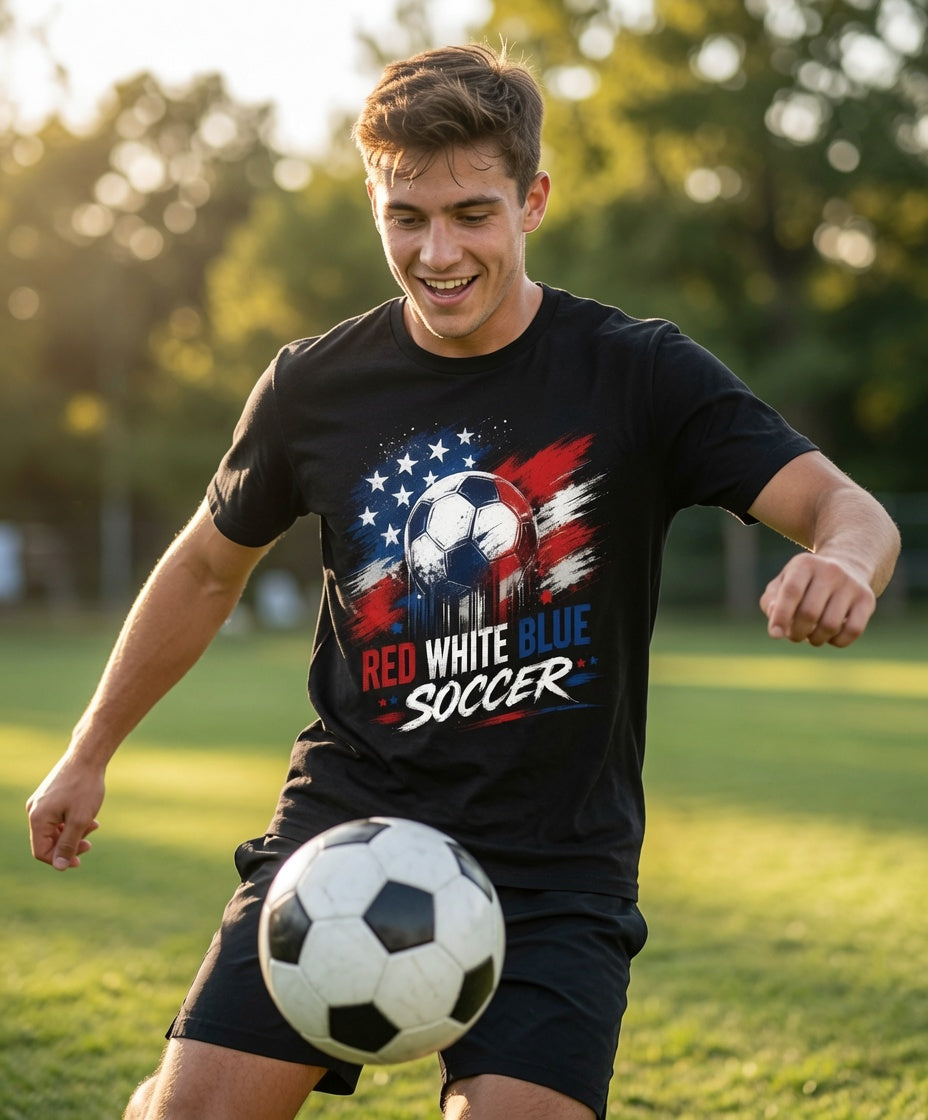 Red White Blue Soccer Shirt | USA Patriotic Soccer Tee