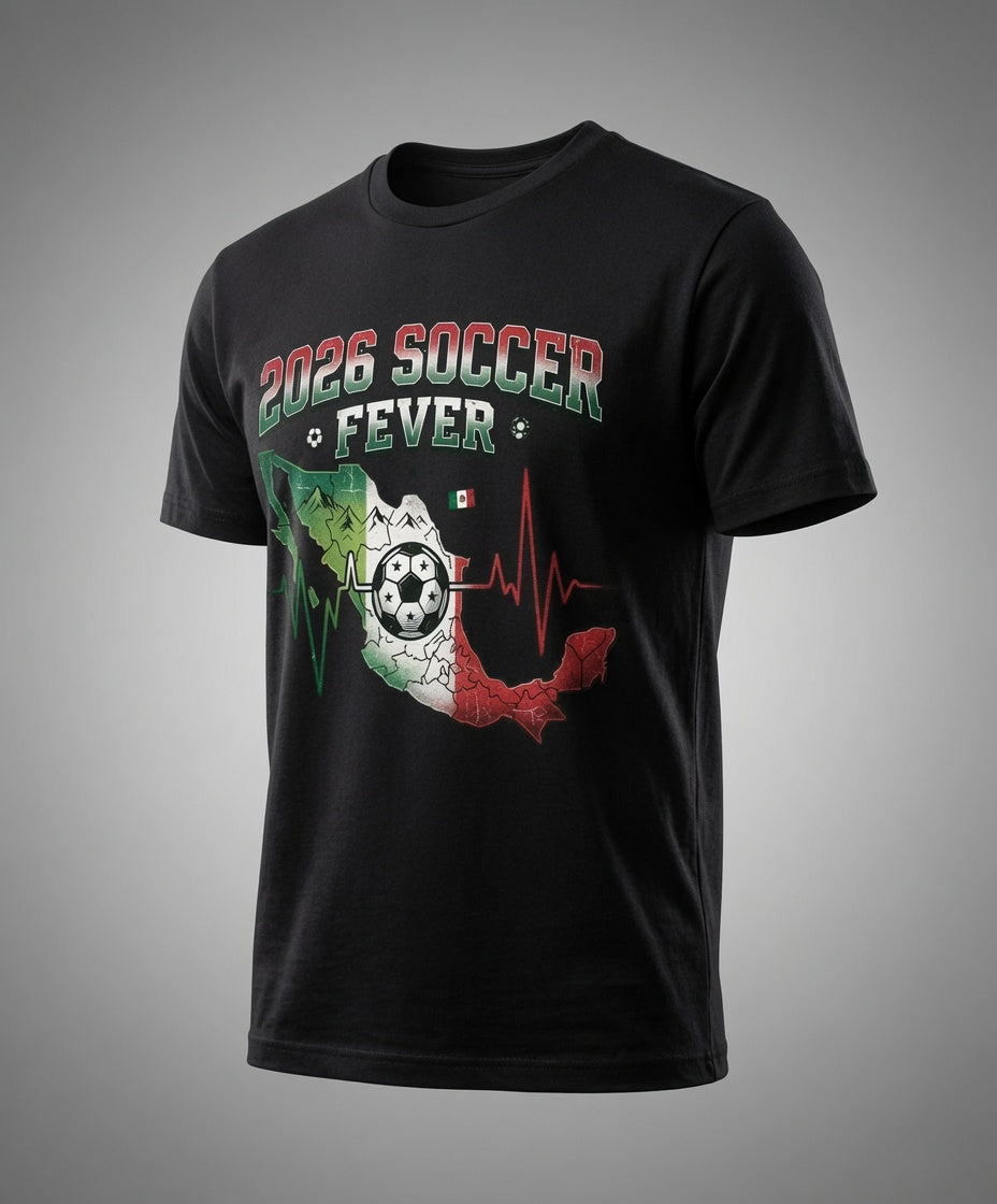 2026 Soccer Fever Shirt | Mexico Map Heartbeat Tee