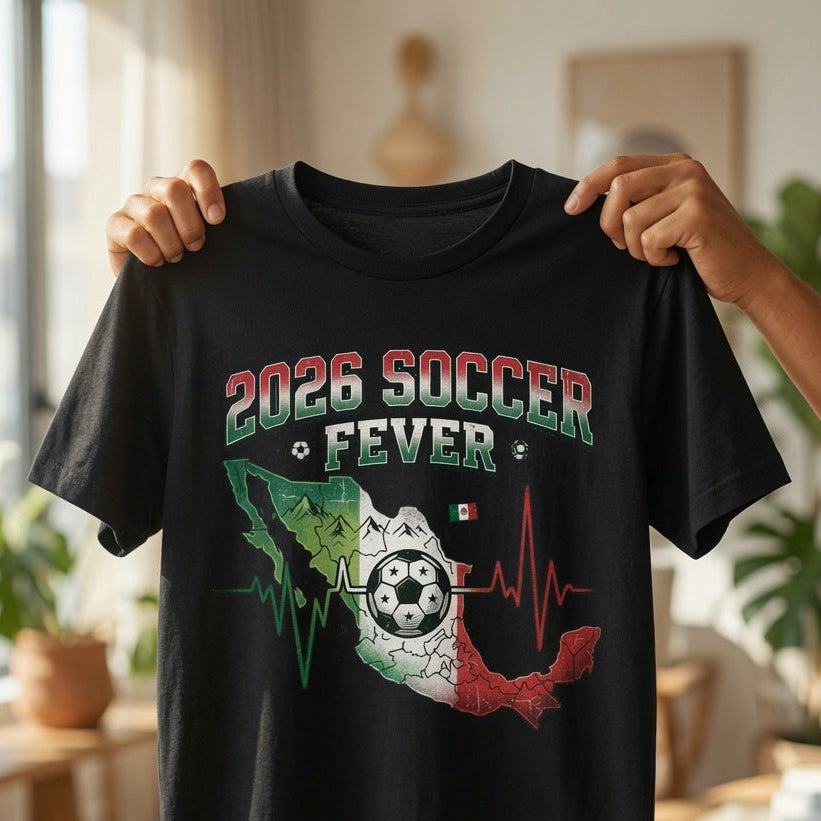 2026 Soccer Fever Shirt | Mexico Map Heartbeat Tee