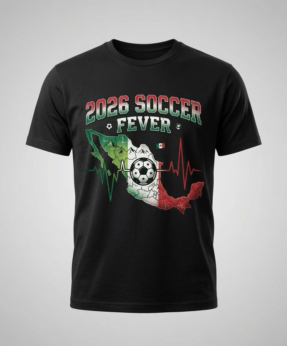 2026 Soccer Fever Shirt | Mexico Map Heartbeat Tee
