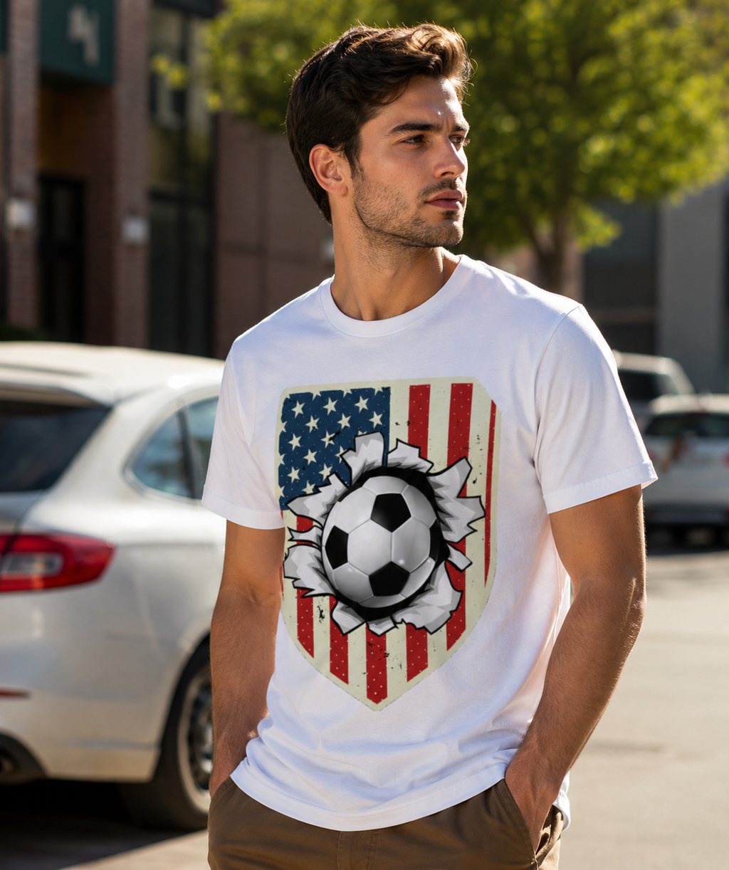 USA Soccer Shield Shirt | Ball Breakthrough American Flag Tee