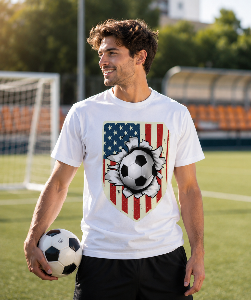 USA Soccer Shield Shirt | Ball Breakthrough American Flag Tee