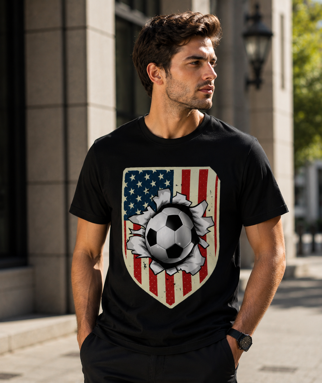 USA Soccer Shield Shirt | Ball Breakthrough American Flag Tee