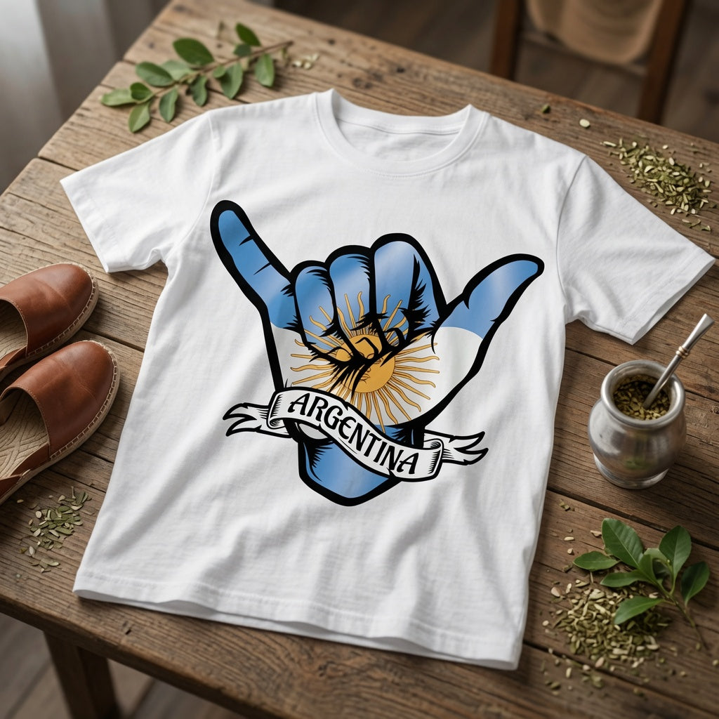 Argentina Shaka Hand Soccer Shirt | Vamos Argentina |