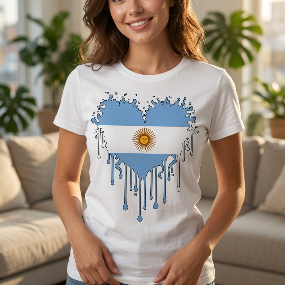 Argentina Heart Flag Shirt | Dripping Paint