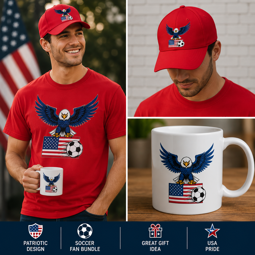USA Eagle Crest Soccer Gift Set | Shirt + Cap + Mug