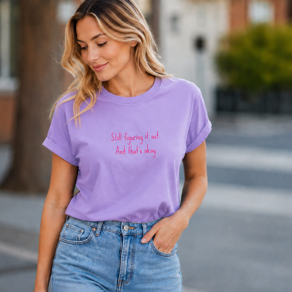 Self Growth Shirt, "Still Figuring It Out And That's Okay" Motivational Tee, Mental Health Awareness Shirt, Self Acceptance T-Shirt