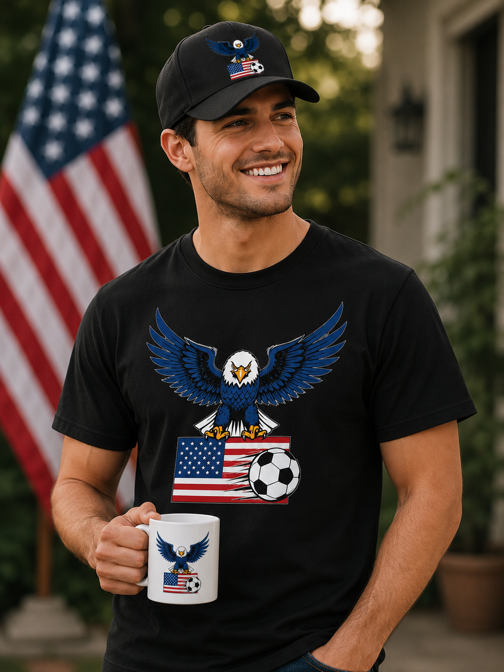 USA Eagle Crest Soccer Gift Set | Shirt + Cap + Mug