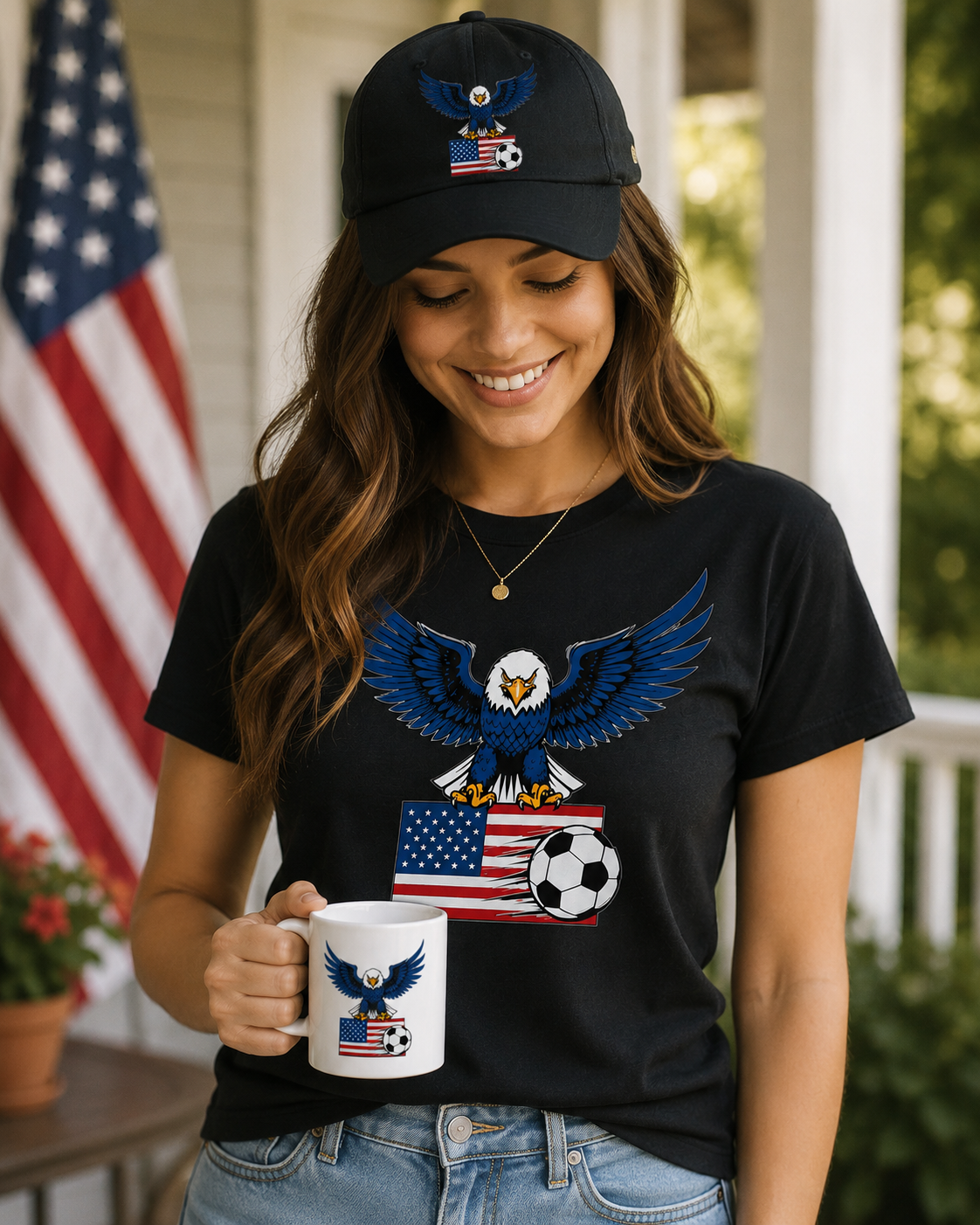 USA Eagle Crest Soccer Gift Set | Shirt + Cap + Mug