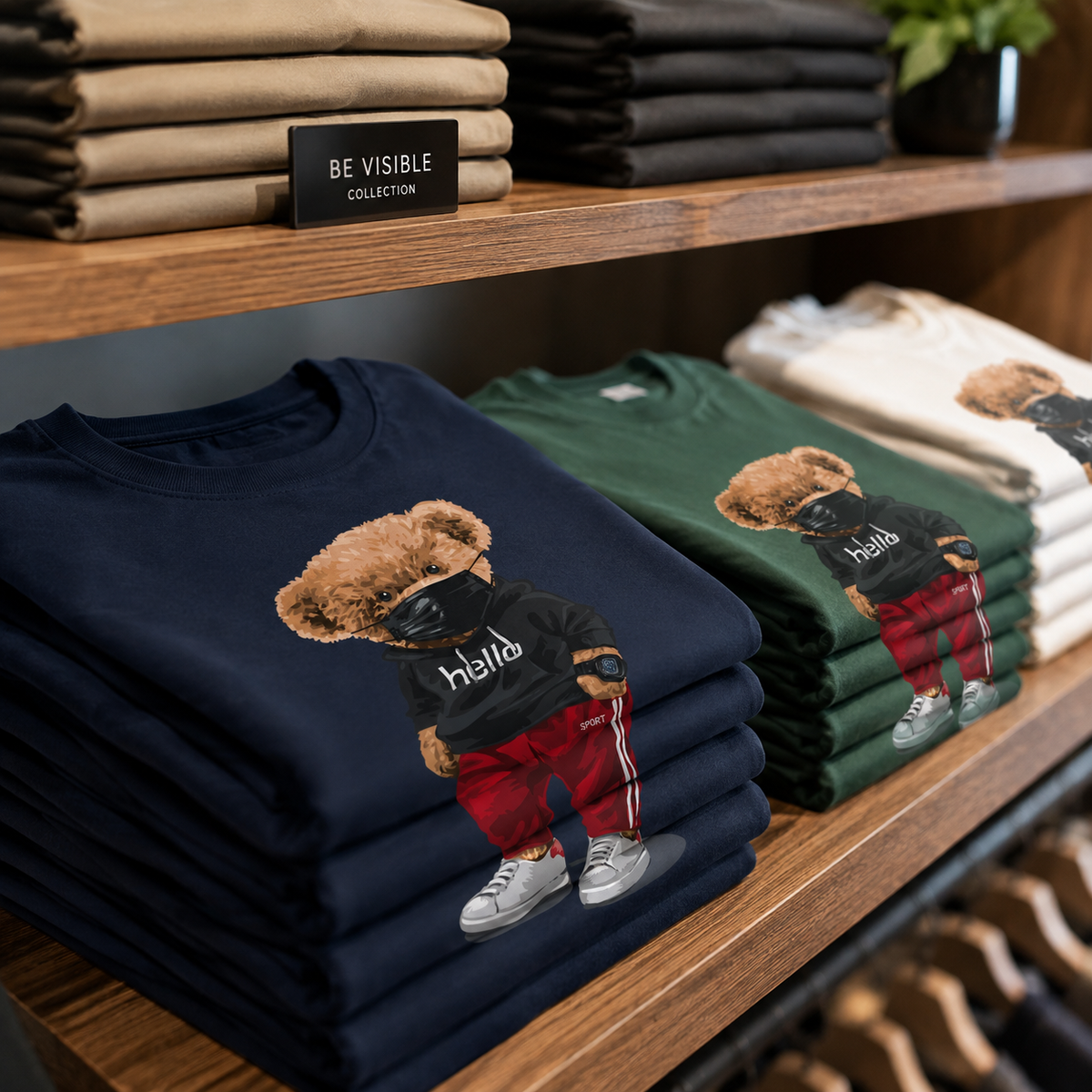 Hello Sporty Bear Tee Oversized Streetwear Unisex T-Shirt, Trendy Bear Print Shirt, Y2K Aesthetic Graphic Tee, Gift for Her