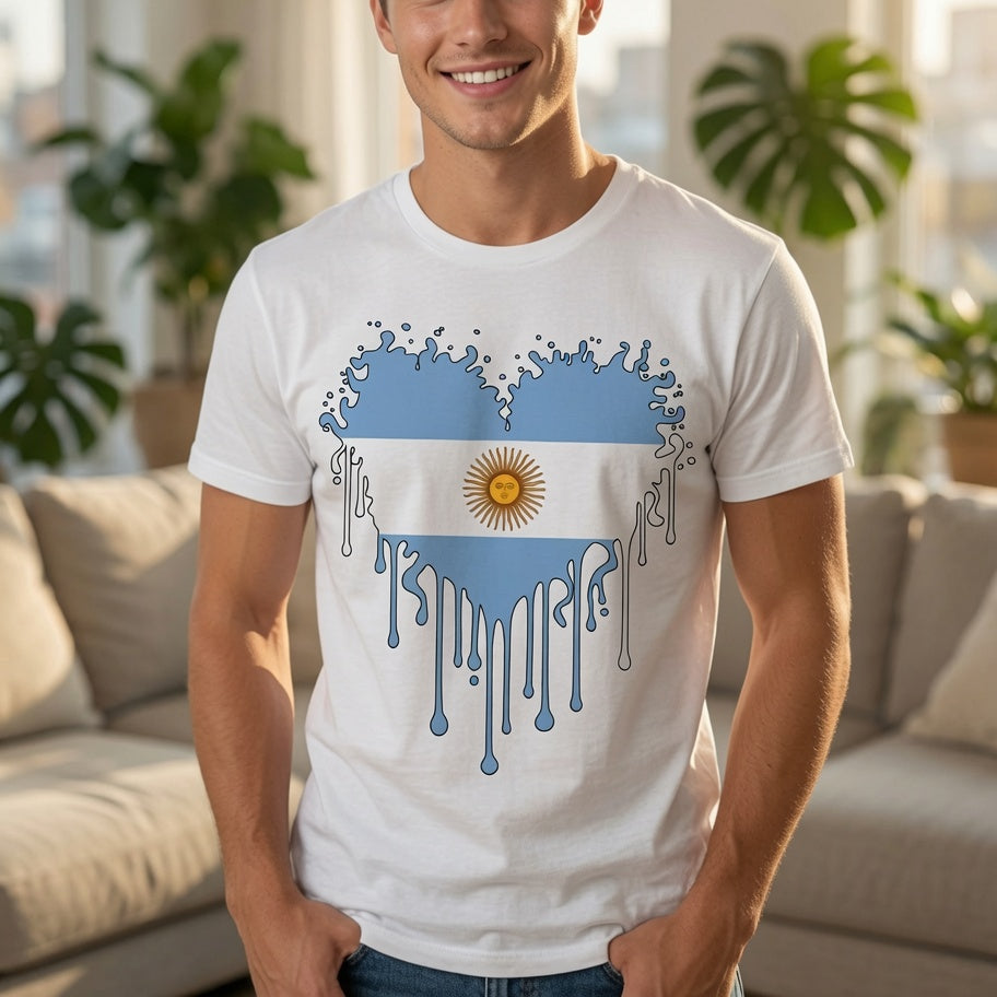 Argentina Heart Flag Shirt | Dripping Paint
