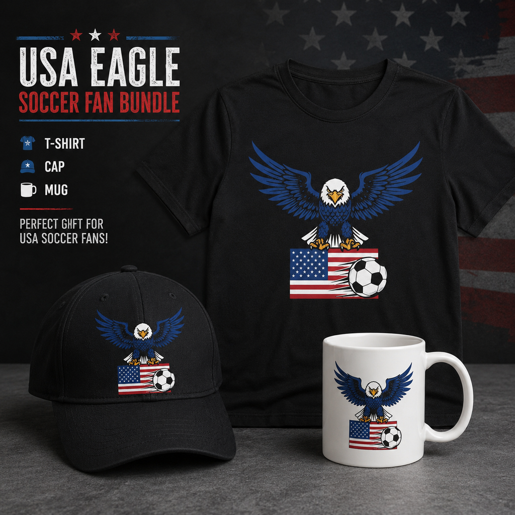 USA Eagle Crest Soccer Gift Set | Shirt + Cap + Mug