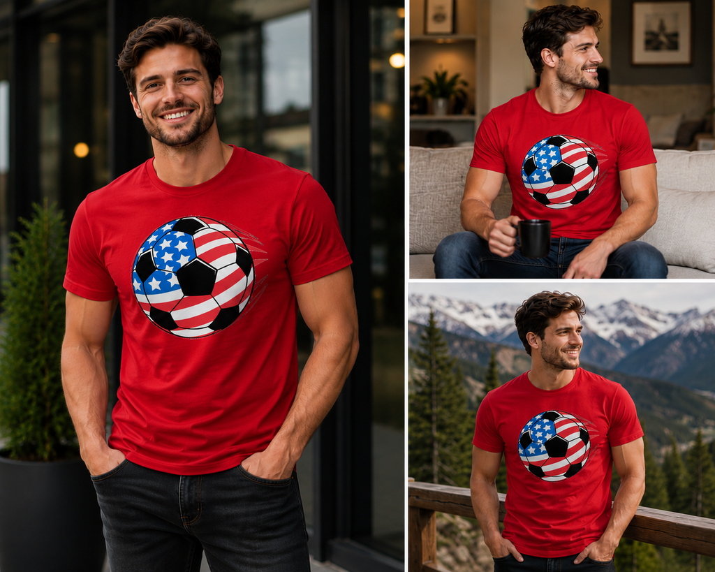 USA Flag Soccer Ball Shirt | American Soccer 2026 | BeVisible