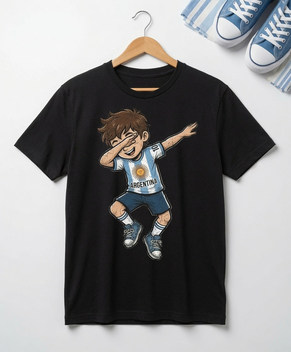 Argentina Dabbing Boy Kids Soccer Shirt