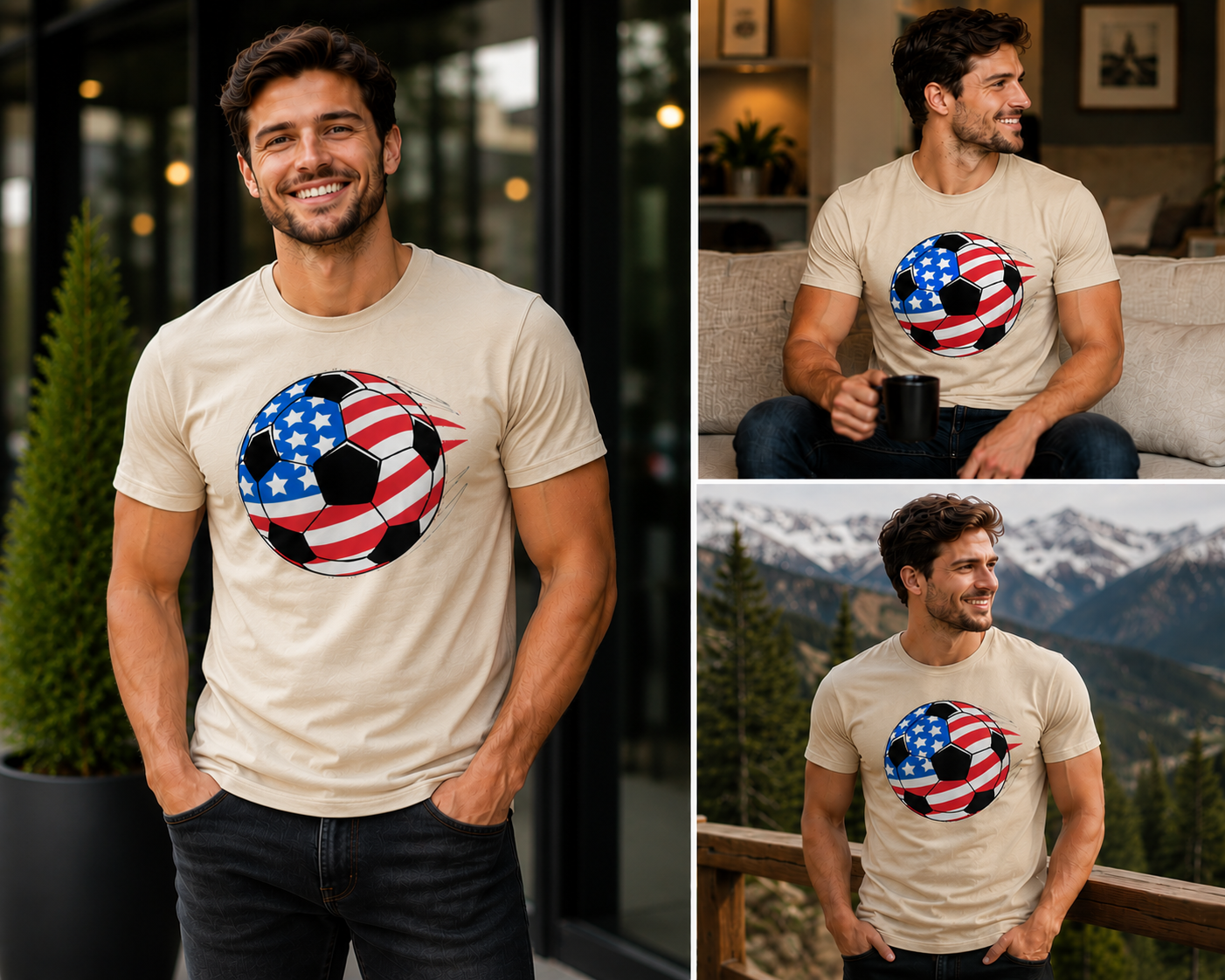 USA Flag Soccer Ball Shirt | American Soccer 2026 | BeVisible