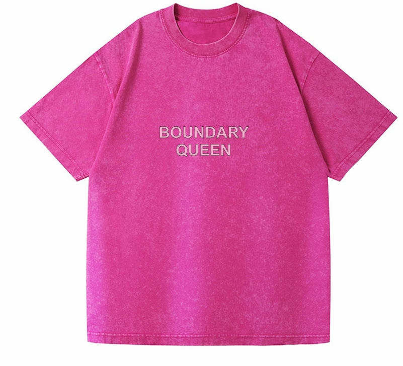 Boundary Queen Tee — Acid Wash Oversized T-Shirt