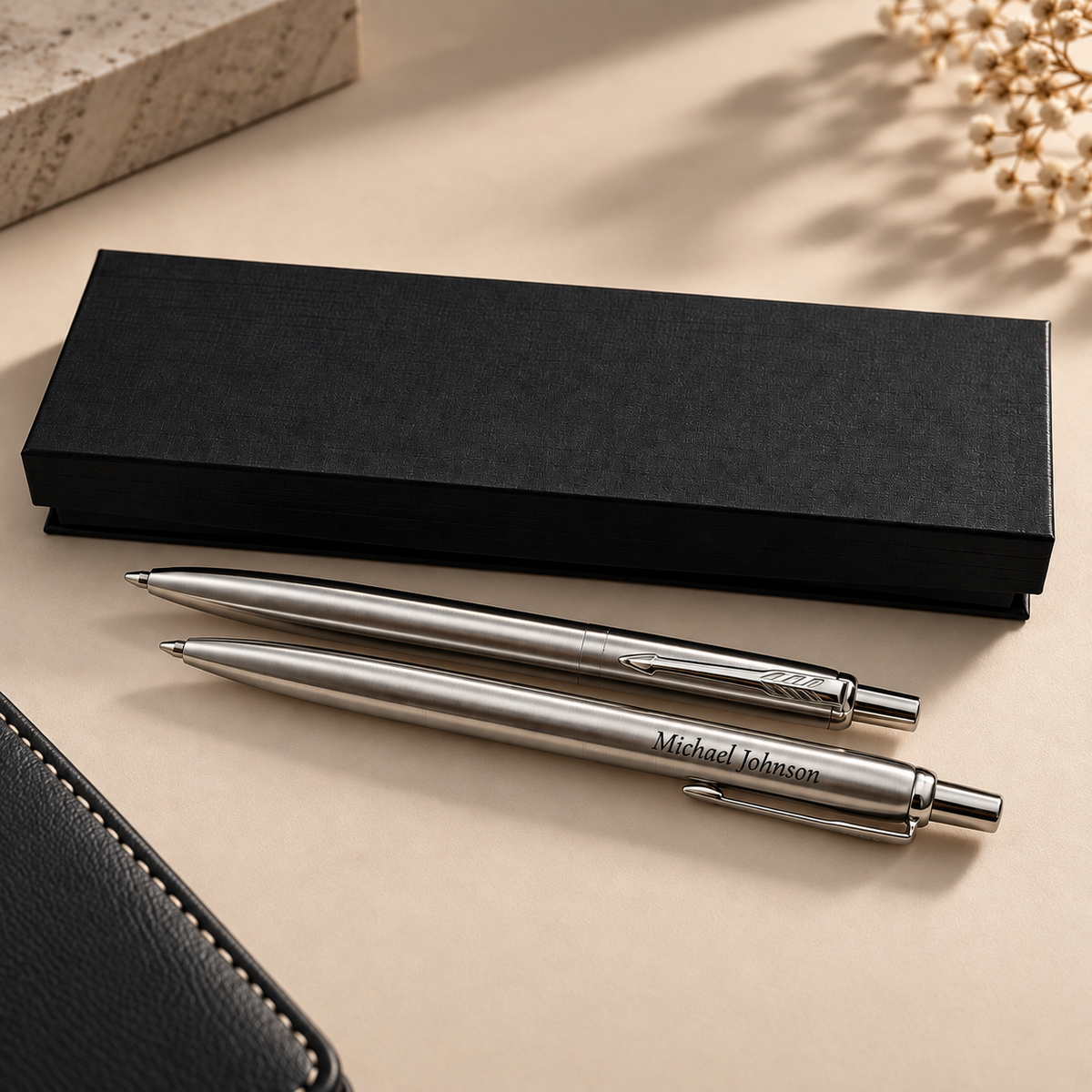 Custom Engraved Jotter Pen Set for Men - Personalized Name Pens - Graduation Gift 2026 - Boss Coworker Retirement Gift with Box