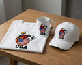USA Eagle Fire Heart Soccer Gift Set | Shirt + Cap + Mug