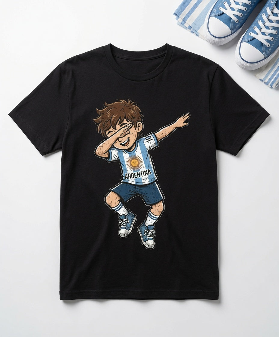 Argentina Dabbing Boy Kids Soccer Shirt