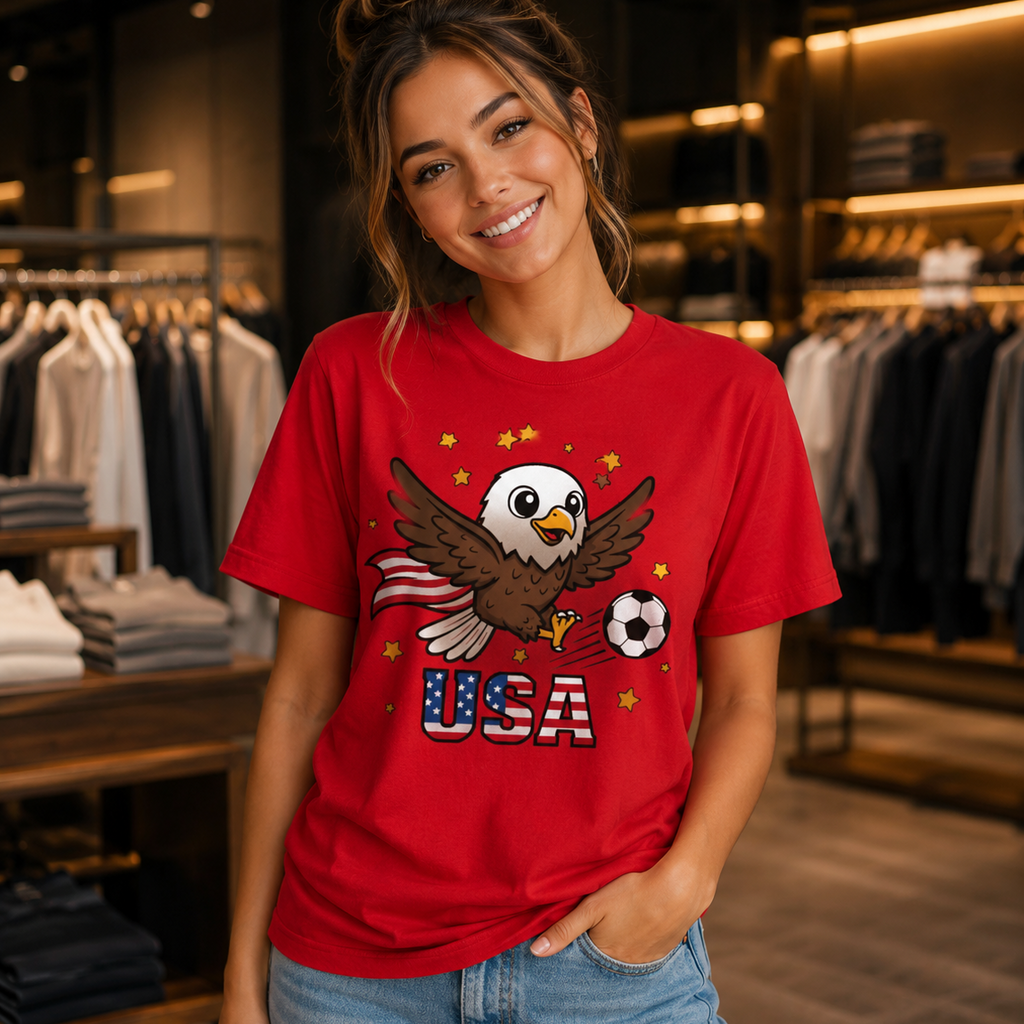 USA Cute Eagle Soccer Shirt | American Fan Tee 2026