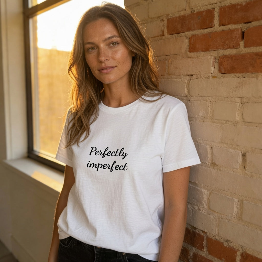 Self Love Shirt Women, "Perfectly Imperfect" Statement Tee, Positive Affirmation T-Shirt, Custom Color Graphic Tee