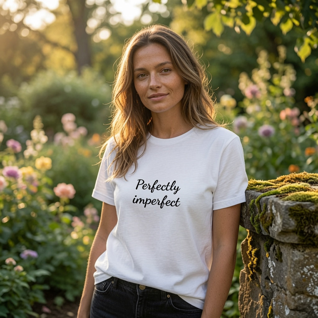 Self Love Shirt Women, "Perfectly Imperfect" Statement Tee, Positive Affirmation T-Shirt, Custom Color Graphic Tee