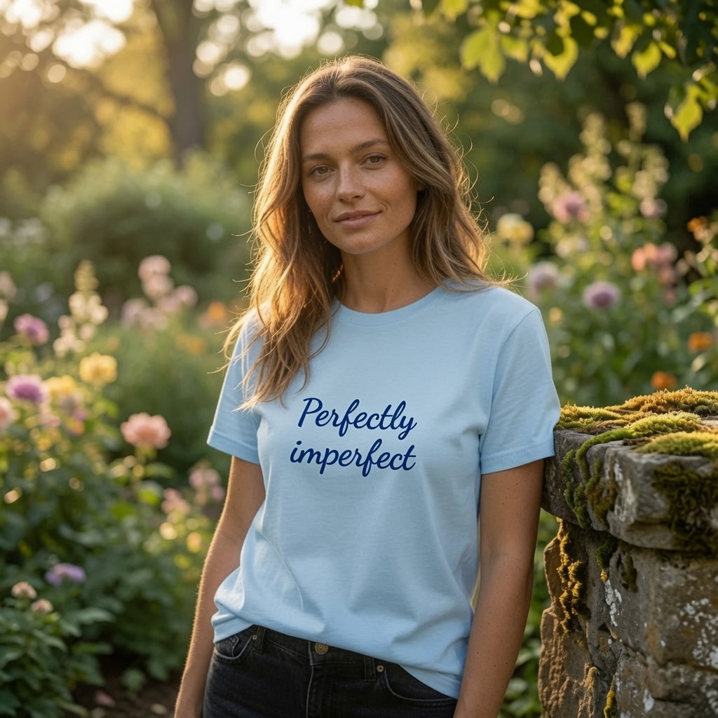 Self Love Shirt Women, "Perfectly Imperfect" Statement Tee, Positive Affirmation T-Shirt, Custom Color Graphic Tee