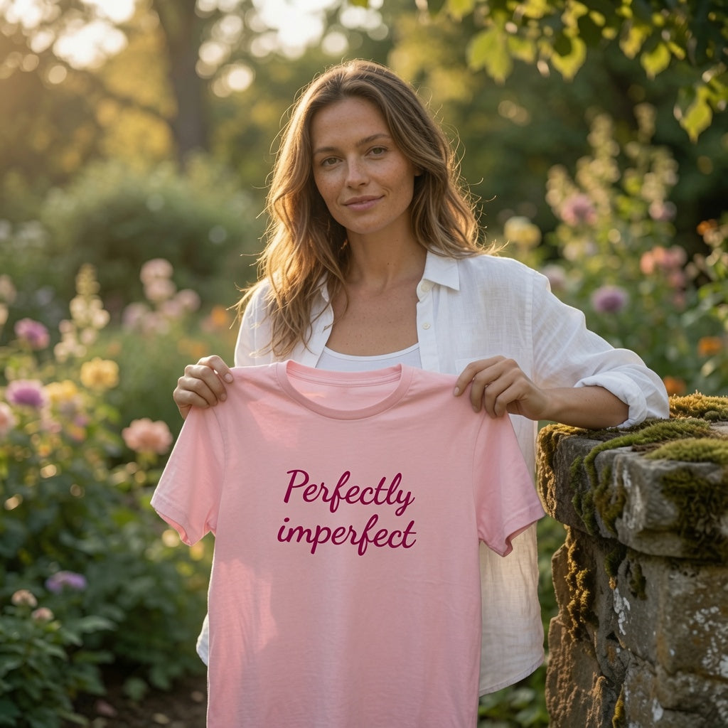 Self Love Shirt Women, "Perfectly Imperfect" Statement Tee, Positive Affirmation T-Shirt, Custom Color Graphic Tee