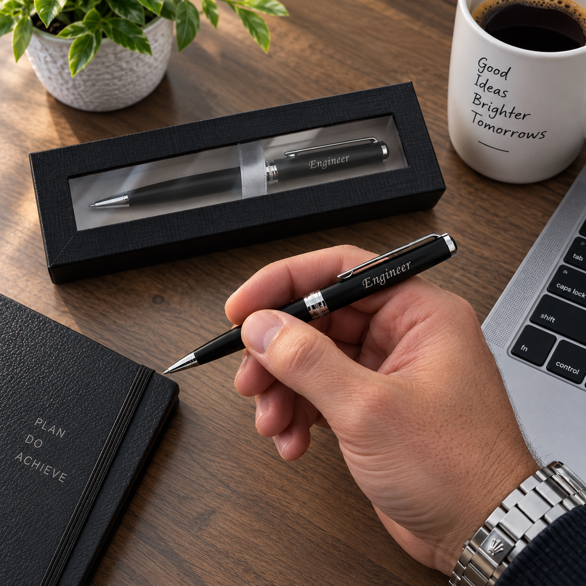 Engraved Pen Gift for Engineer – Personalized Black Pen in Gift Box