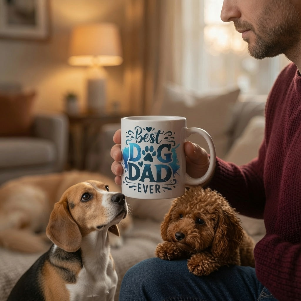 Best Dog Dad Ever Blue Watercolor Mug
