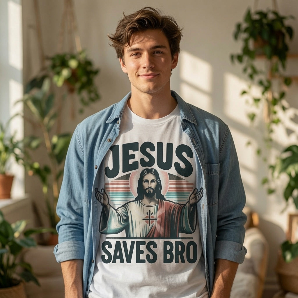 Jesus Saves Bro Shirt | Funny Christian Retro Tee
