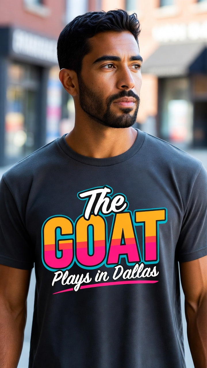 GOAT 10 Dallas 2026 soccer shirt — the number 10 needs no introduction. DTF printed in Texas. Match day ready.