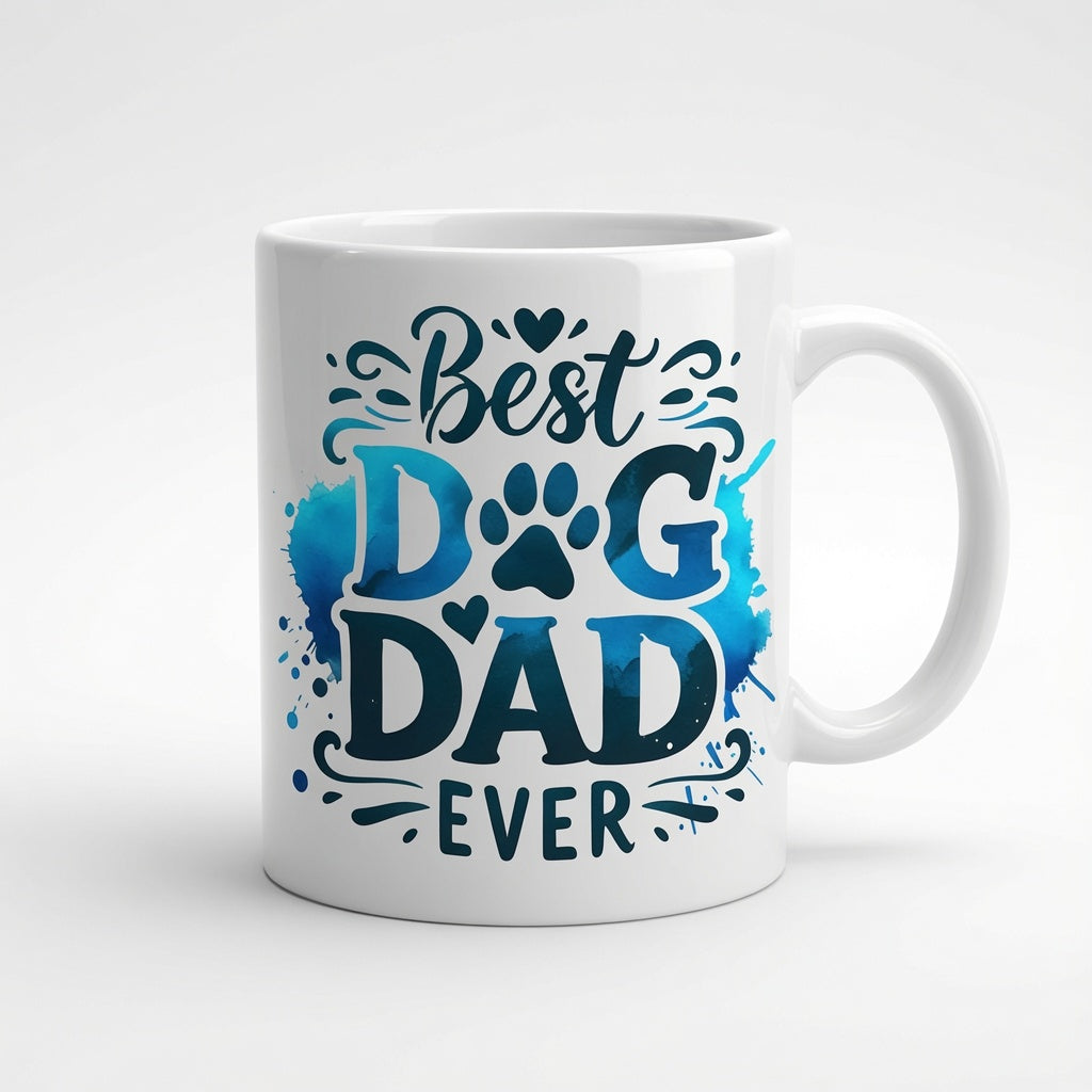 Best Dog Dad Ever Blue Watercolor Mug