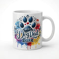 Best Dog Dad Ever Colorful Rainbow Mug | Artistic Paw Print |