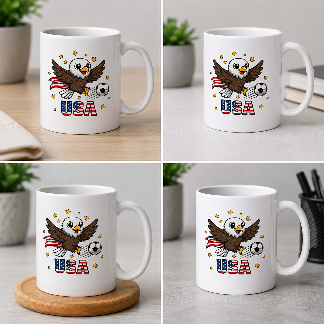 SA Cute Eagle Soccer Mug | Cartoon |