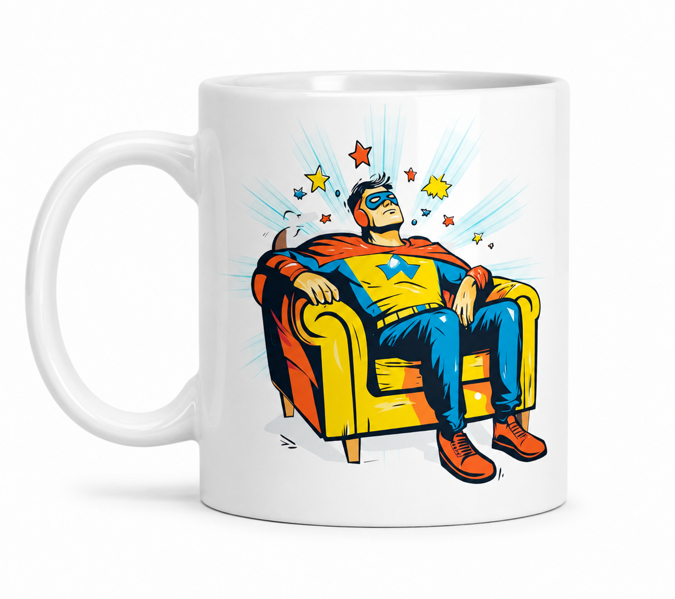Super Dad Super Tired Mug | Funny Comic Book |