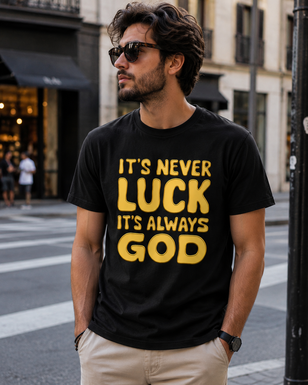 It's Never Luck It's Always God Shirt | Bold Faith Tee Shirt