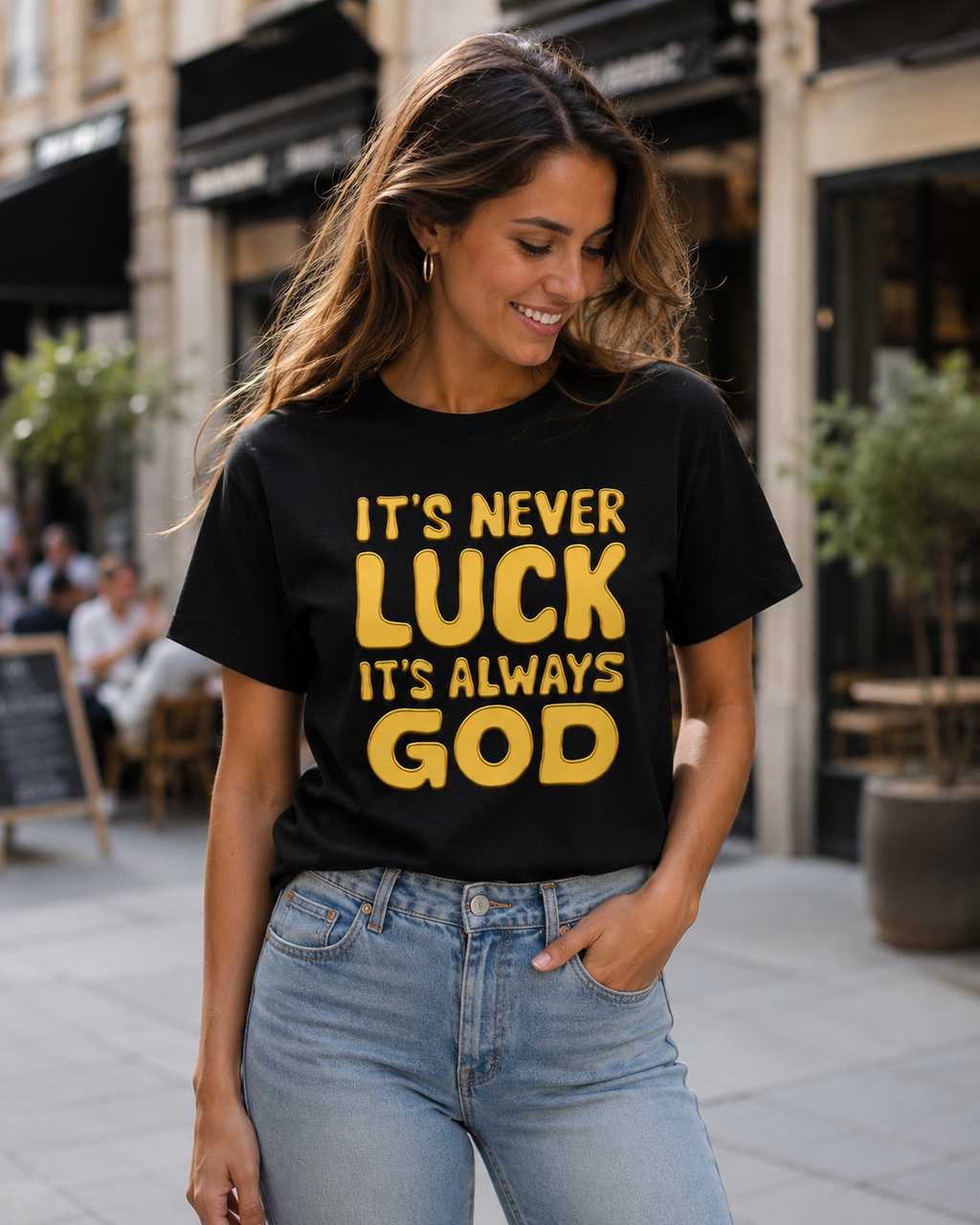It's Never Luck It's Always God Shirt | Bold Faith Tee Shirt