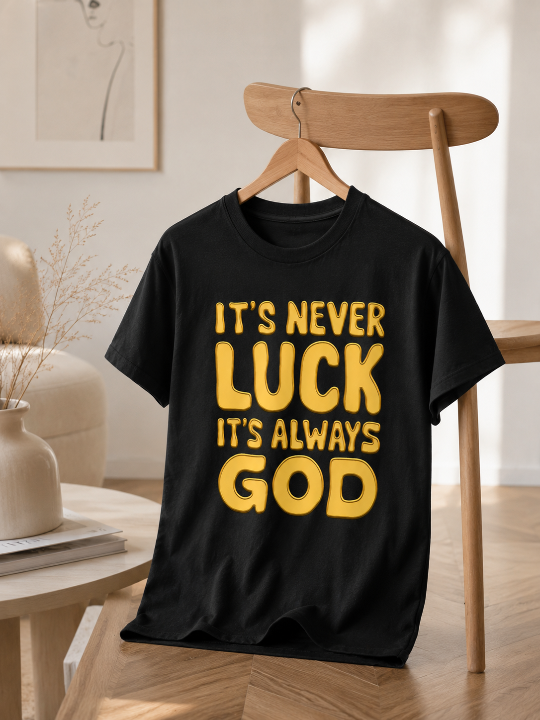 It's Never Luck It's Always God Shirt | Bold Faith Tee Shirt