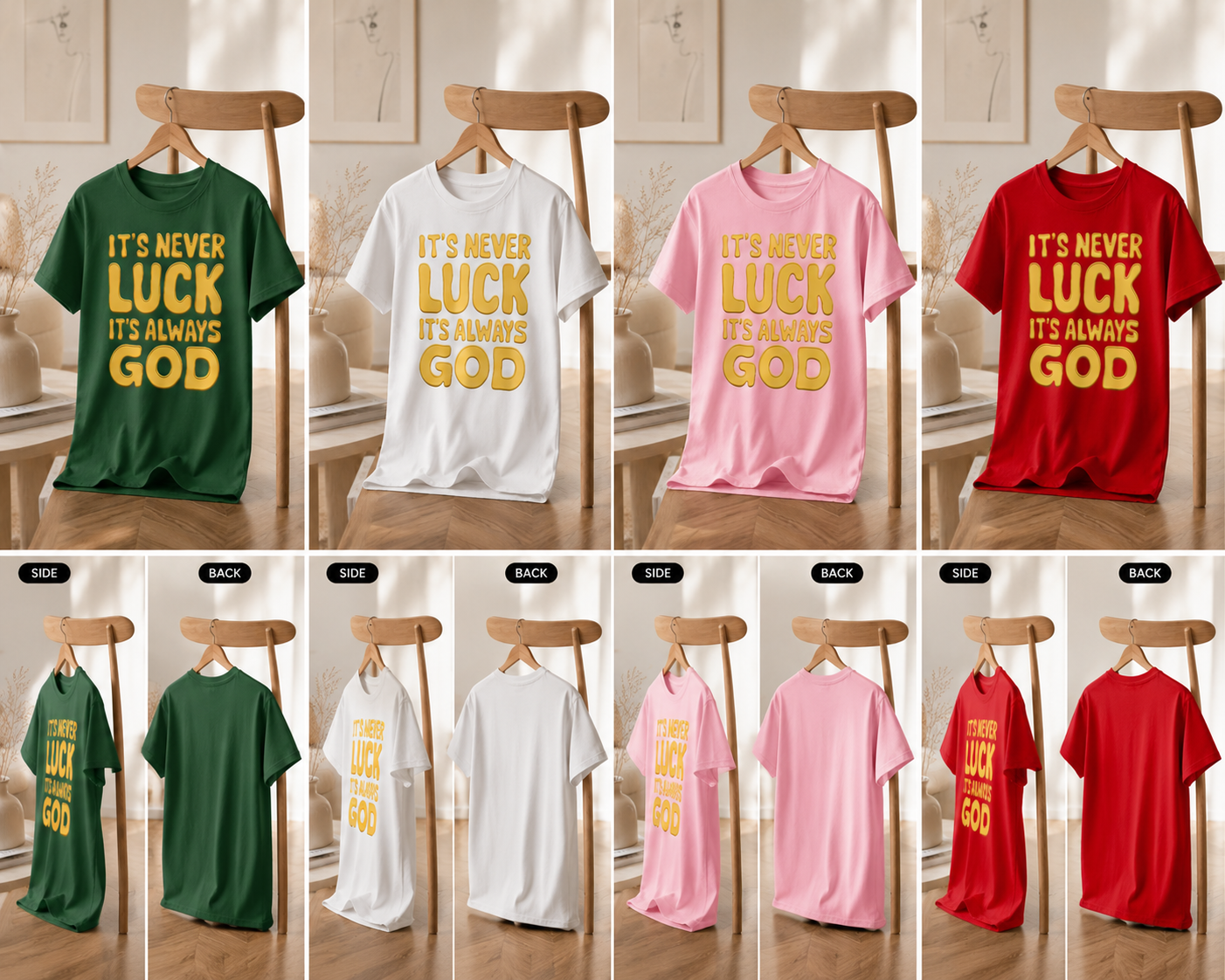 It's Never Luck It's Always God Shirt | Bold Faith Tee Shirt
