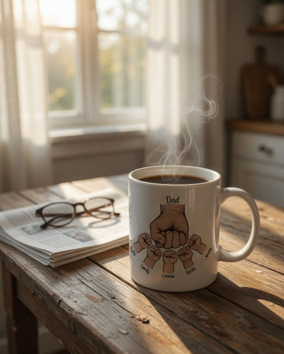 Custom Dad Fist Bump Mug with Kids Names | Personalized | BeVisible