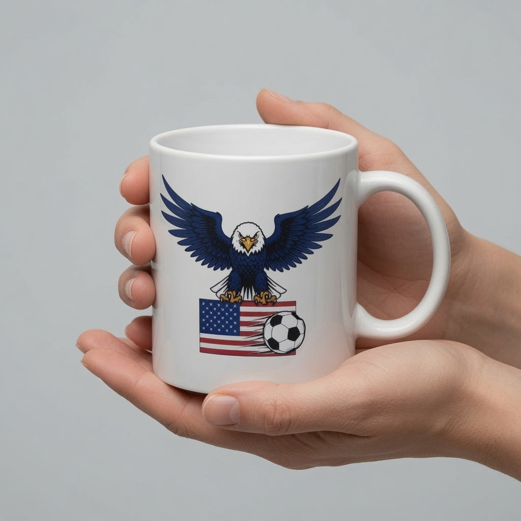 USA Eagle Flag Crest Soccer Mug | Patriotic |