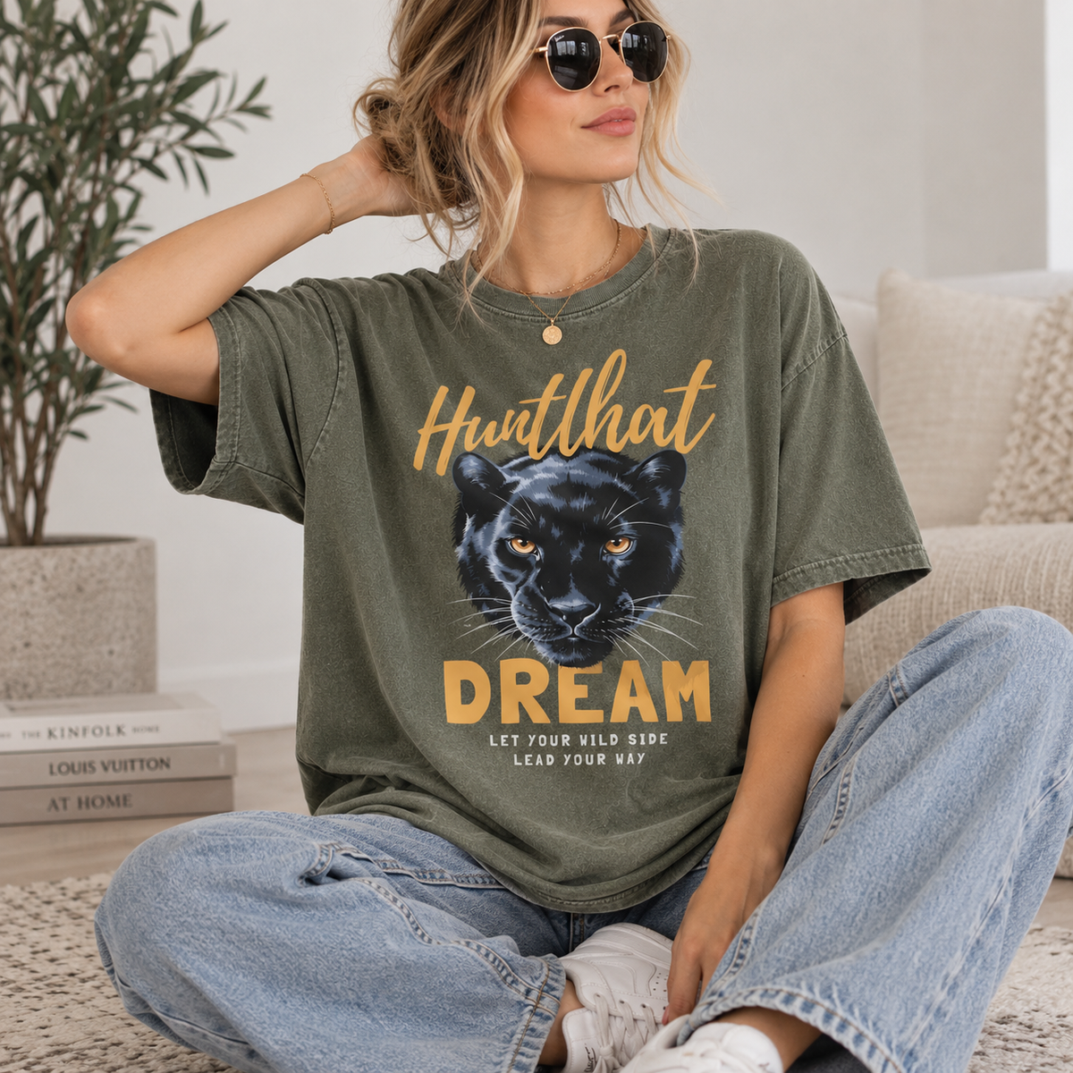 Hunt That Dream Panther Tee — Motivational Comfort Colors T-Shirt