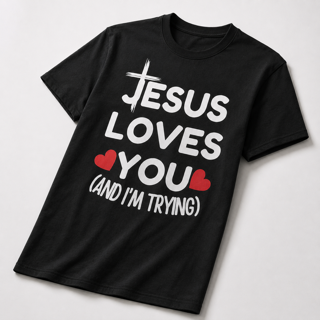 Jesus Loves You And I'm Trying Shirt