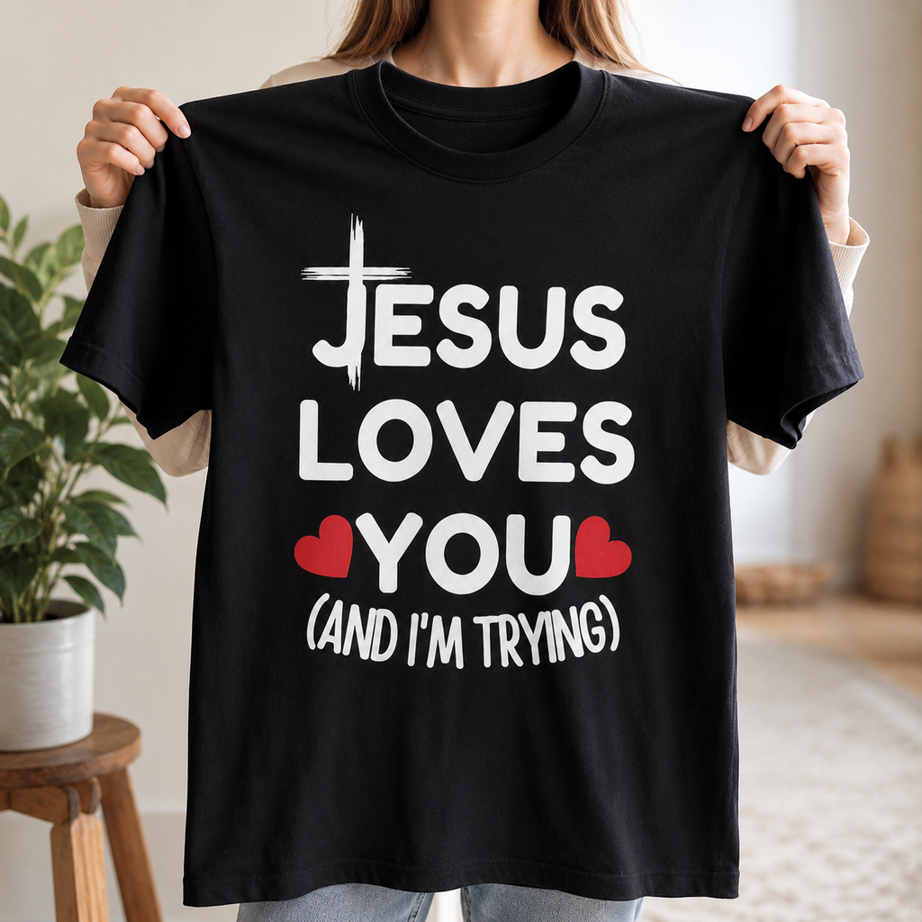 Jesus Loves You And I'm Trying Shirt
